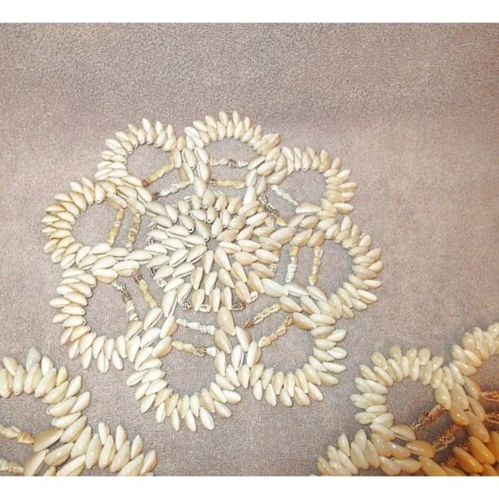Vtg Set Of 3 Seashell Flower Trivet Hot Pad Beachy Wall Decor 9